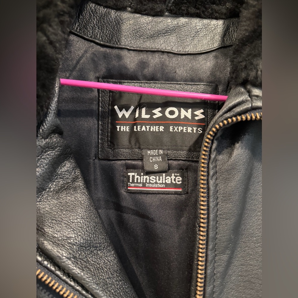 Wilson Black Leather Jacket with Thinsulate - Picture 2 of 7